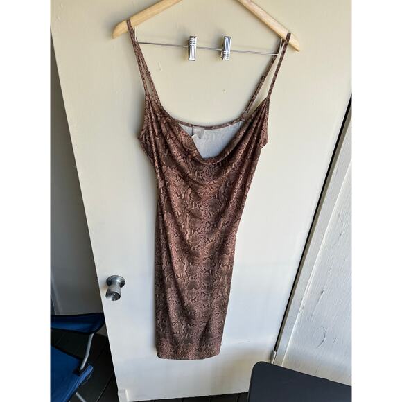 ASOS DESIGN cowl front midi slip stretch dress in snake print Y2K $40 Size12 - Picture 8 of 16